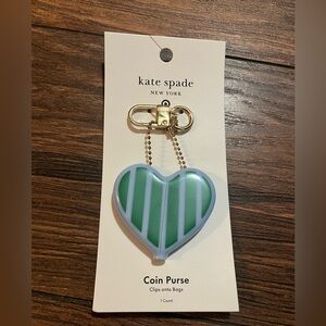 Kate Spade Green and White Striped Heart Accessory